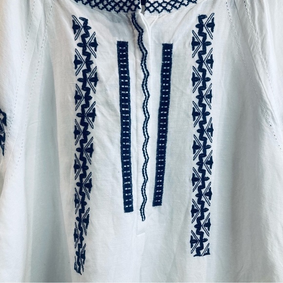 GRACE Sz L Embroidered Sleeves and Front Straight Lines Balloon  Sleeves Tunic - Picture 5 of 10